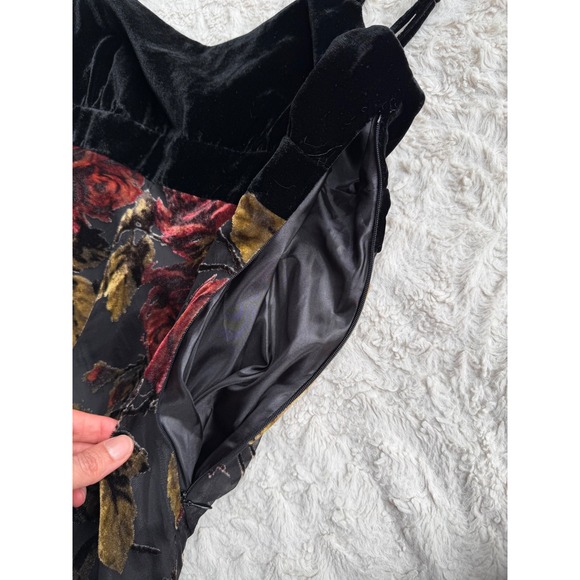 Newport News Velvet Burnout Floral Maxi Slip Dress Rose Print Gown Vintage Y2K S - Picture 9 of 16